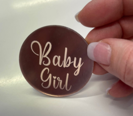 Baby Girl - Rose goud - mirror tag - topper
