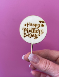 Happy Mothersday - Cupcake toppers - hout - set van 6