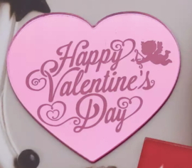 Happy Valentine's day- hartvormige - roze mirror tag - topper
