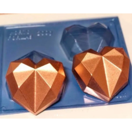 10 cm - Diamond Heart Large - BWB9837- 3 delige chocolade mal