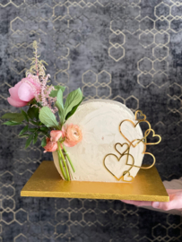 gouden Hartjes taarttopper voor op de voorkant en zijkant van een taart
