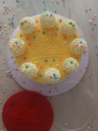 Happy Birthday - Ganache Plates & fondantstempel voor taart verkrijgbaar in div. afmetingen