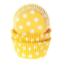 Gele & witte dots Cupcake Baking Cups House of Marie Baking Cups 50/Pk