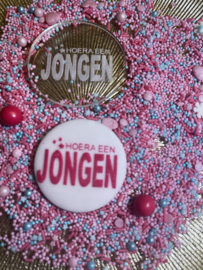 Gender reveal - hoera een jongen - Cakepop Message Stamp