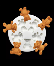 Siliconen fondantmal - Teddy beertjes in 5 verschillende maten