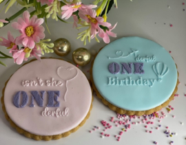 ONE derful Birthday  - eerste verjaardag - fondantstempel - Partystamp