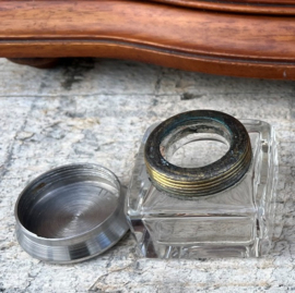 Inktset 2 inktpotten hout bureauset VERKOCHT