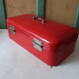 Broodtrommel emaille rood origineel 48 cm