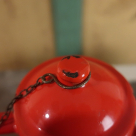 Pot emaille koffiepot rood diameter 12 cm