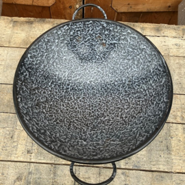 Pan schaal handvaten emaille grijs gewolkt 33 cm