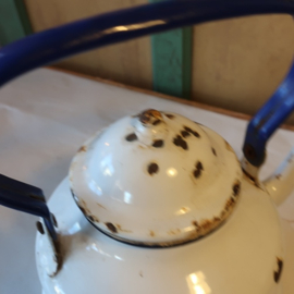 Waterketel emaille theepot wit blauw Ø 20 cm