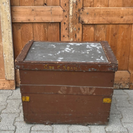 Houten kist koffer origineel hout deksel plat