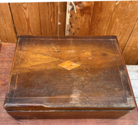 Scheerkist hout origineel kist met lade