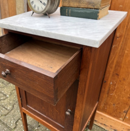 Nachtkastje hout marmer 1930 VERKOCHT