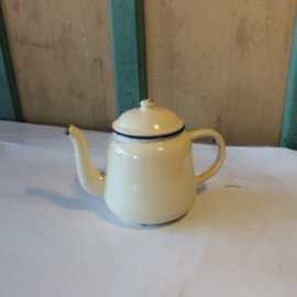 Pot emaille theepot creme Ø 12 cm origineel