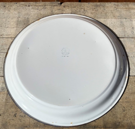 Schaal rond emaille Ø 50 cm wit origineel