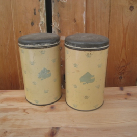 Blik voorraad origineel oud creme en groen