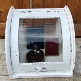 Vitrine kast wit sier hoek kastje VERKOCHT