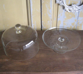 Stolp glas met onderplaat taart plateau VERKOCHT