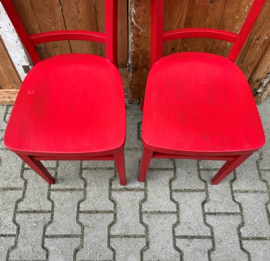 Cafe stoel hout eetkamer rood VERKOCHT