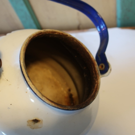 Waterketel emaille theepot wit blauw Ø 20 cm