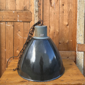 Hanglamp zwart metaal emaille origineel