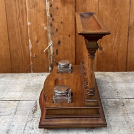 Inktset 2 inktpotten hout bureauset VERKOCHT