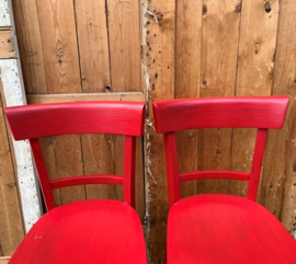 Cafe stoel hout eetkamer rood VERKOCHT