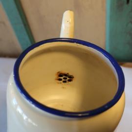 Pot emaille theepot creme Ø 12 cm origineel