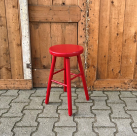 Kruk bijzettafel krukje hout rood VERKOCHT