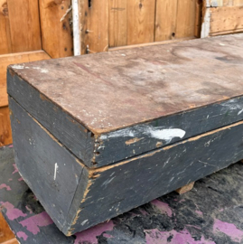 Kist gereedschap hout origineel deksel plat grijs