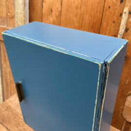 Medicijnkastje hout blauw 34 cm hoog