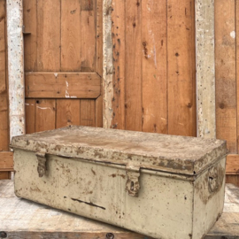 Verhuiskist metaal hutkoffer origineel beige