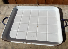 Emaille dienblad wit 65 x 44 cm origineel