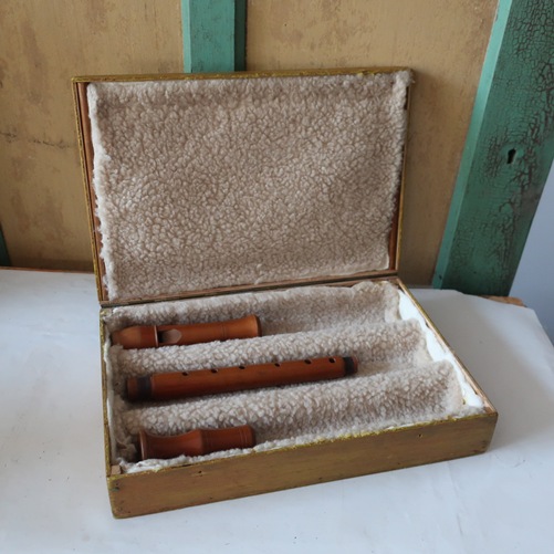 Blokfluit hout lengte 48,5 cm vintage in kist