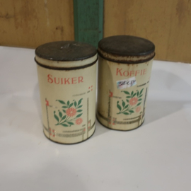 Blik voorraad origineel Suiker Koffie oud