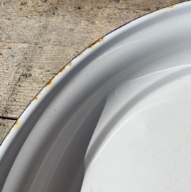 Schaal rond emaille Ø 50 cm wit origineel