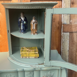 Vitrine kast groen sier hoek kastje pronk