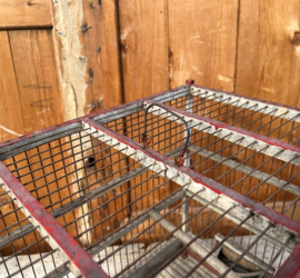 Vogelkooi oude kooi hout 38,5 x 25 x 37