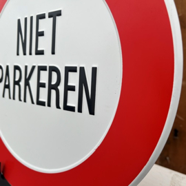 Wandbordje Niet parkeren metaal rond origineel