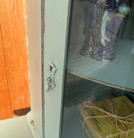 Vitrine kast groen sier hoek kastje pronk