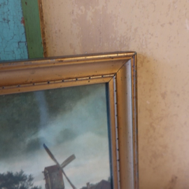 Oude lijst afbeelding landschap met windmolen