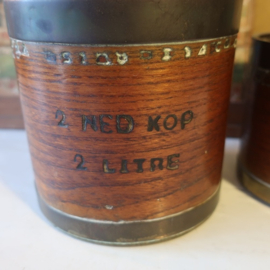 Graanmaat 2 kop 1 kop ½ kop hout koper VERKOCHT