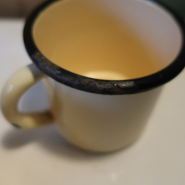 Emaille beker creme met tekst Lait