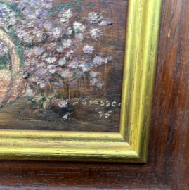 Schilderij bloemen stilleven hout VERKOCHT