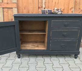 Commode lage kast brocante grijs VERKOCHT