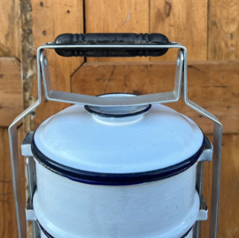 Emaille lunchtrommel tiffin dabba 5 bakken