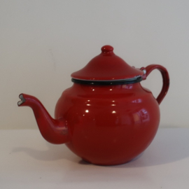 Pot emaille theepot rood diameter 12,5 cm
