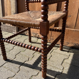 Hoekstoeltje hout origineel gevlochten zitting