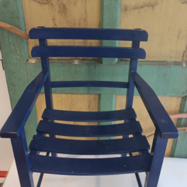 Stoel kind hout blauw origineel armleuningen